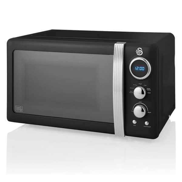 Swan Retro Digital Microwave Black, 20 L
